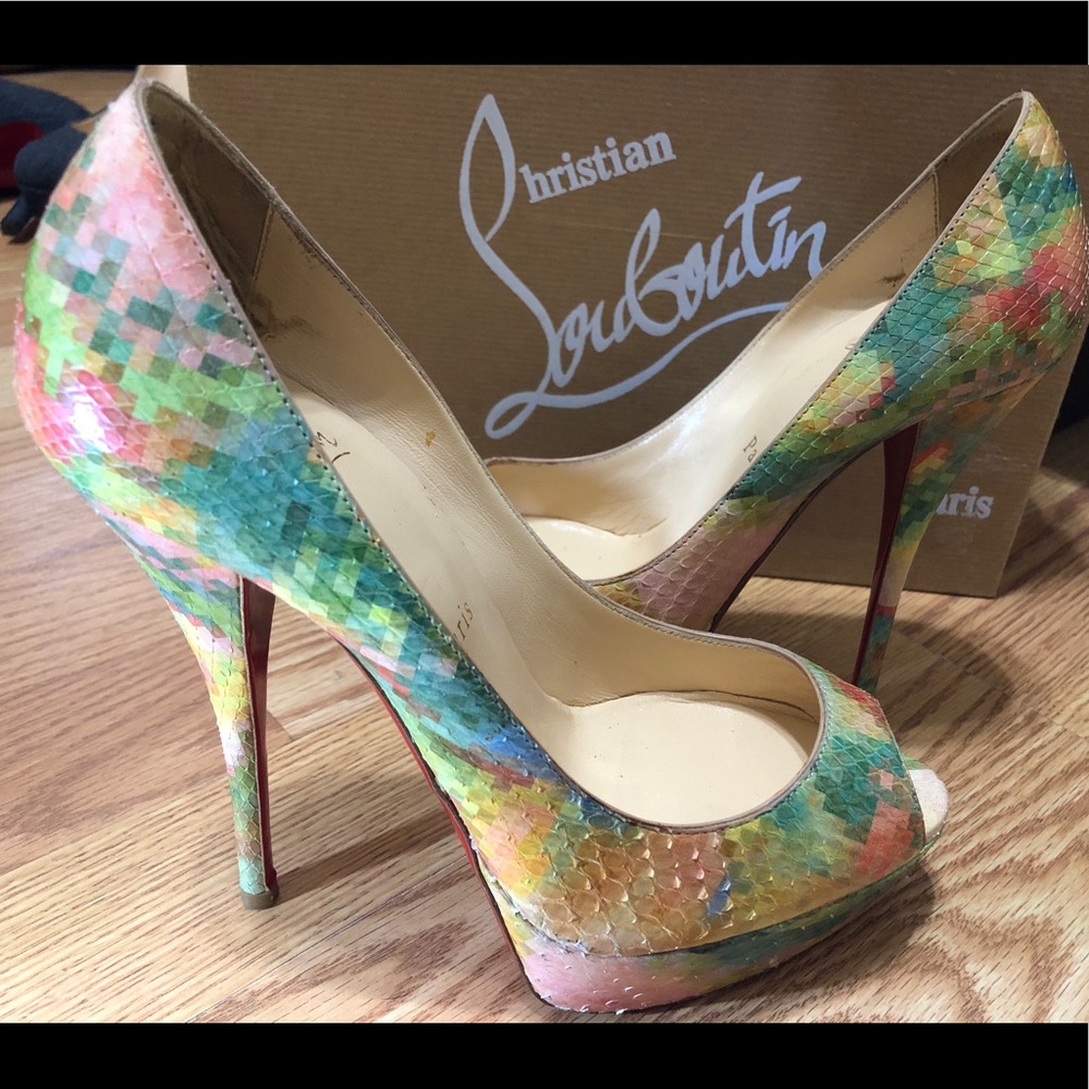 Christian Louboutin Multicolor Peep Toe Heels